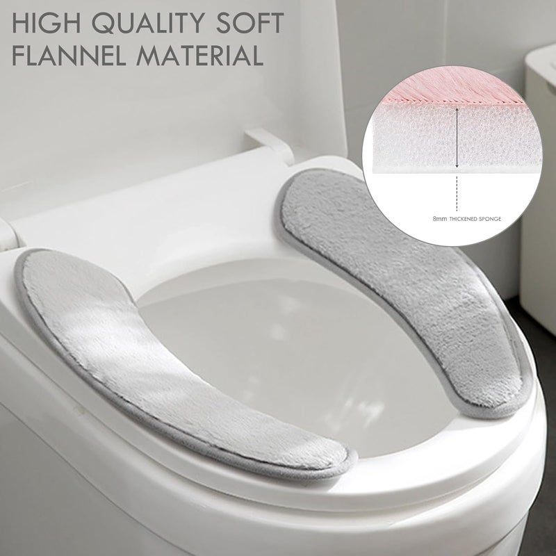 Iensen Thick and Warm Toilet Seat Cushion Cover - with Sticky Toilet Seat Cushion - Washable and Reusable Mat for Winter - Double Flap Separation, TPR Back Adhesive, Soft and Protective (Grey) - Image 3